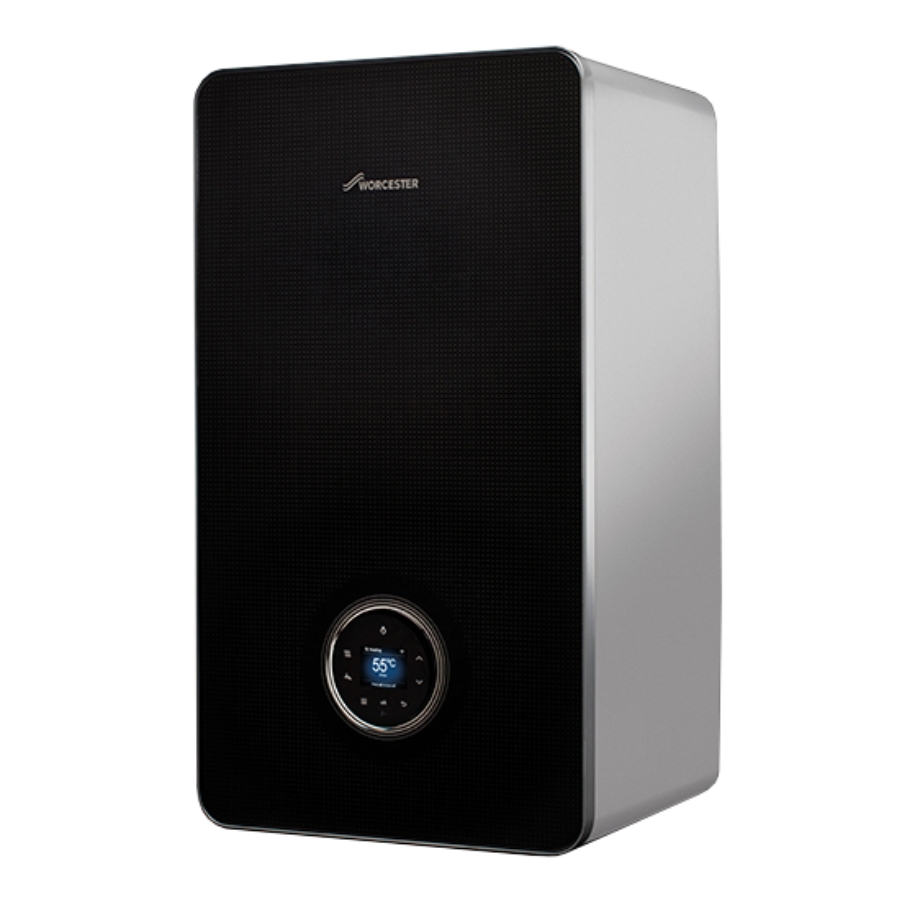 Black-fronted Worcester Bosch boiler with a circular digital control