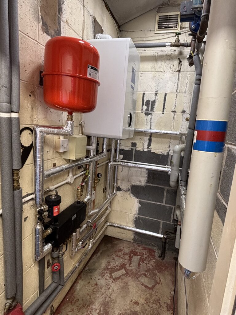 Refurbished plant room with Worcester 8000 boiler in Crigglestone
