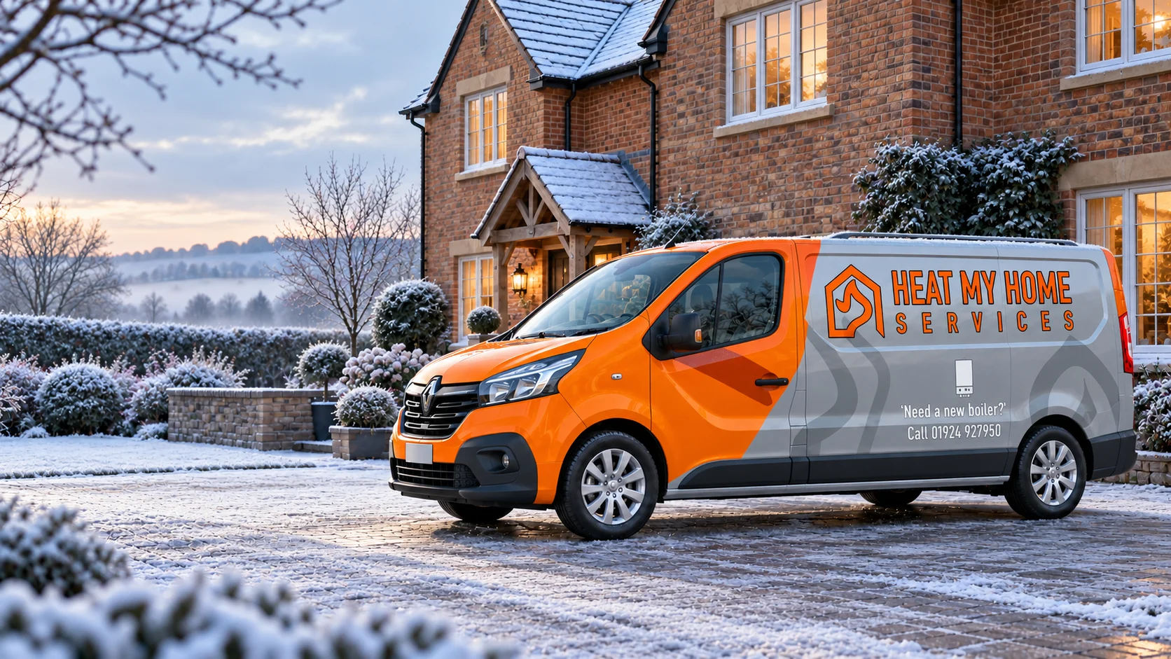 Heat My Home Services winter brand illustration